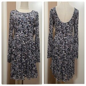 American Rag Cie Women Dress Size M Midi Preppy Floral Long Sleeves NWT